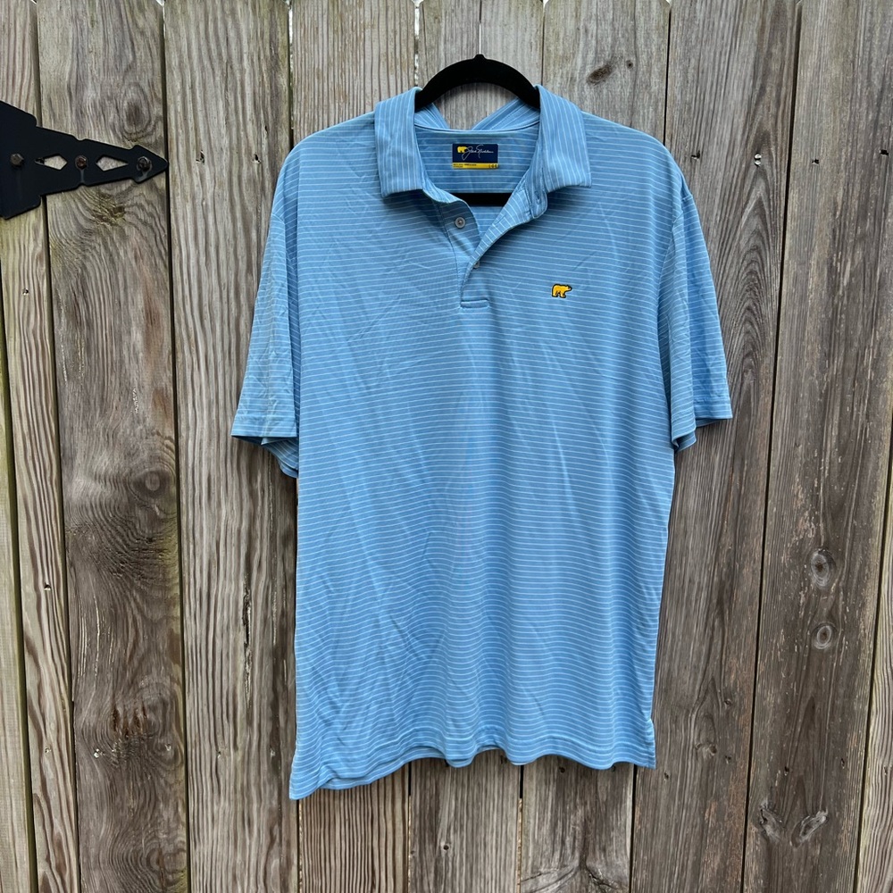 Jack Nicklaus Thin Blue White Stripe Golf Polo Shirt Sz Large